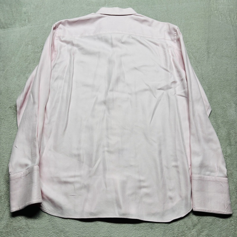 Armani Collezioni Button Down Dress Shirt Pink Striped Textured Mens L 41/16 - Picture 2 of 6